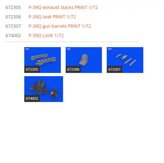 1/72 Bell P-39Q Airacobra Detail Parts for Arma Hobby kits