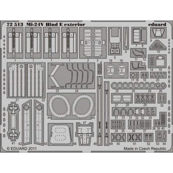 Photo-etched parts for 1/72 Mil Mi-24V Hind E Exterior for Zvezda kit