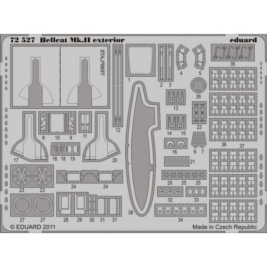 Photo-Etched set for 1/72 Hellcat Mk.II Exterior for Eduard kit
