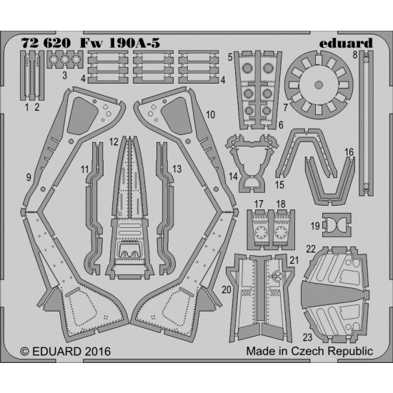 1/72 Focke-Wulf Fw 190A-5 Interior Detail Set for Eduard kit #70115 (1 Photo-Etched Sheet)
