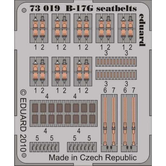 Colour Photoetch for 1/72 Boeing B-17G Flying Fortress Seatbelts for Revell kit