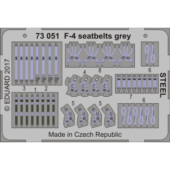 1/72 McDonnell Douglas F-4 Phantom II Grey Seatbelts (Steel, 1 Photo-Etched Sheet)