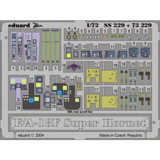 1/72 F-18F Hornet Colour Photoetch Set Vol.1 for Hasegawa kit