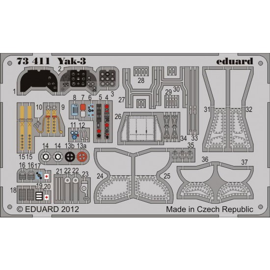Colour Photo-Etched set for 1/72 Yak-3 for Zvezda kit