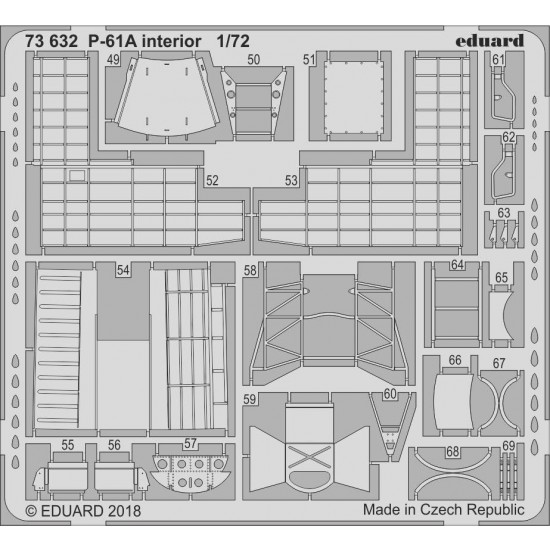 1/72 Northrop P-61A Black Widow Interior Photo-etched Detail set for Hobby Boss kits