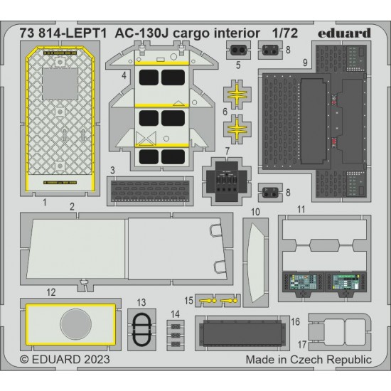 1/72 Lockheed AC-130J Cargo Interior Photo-etched set for Zvezda kits