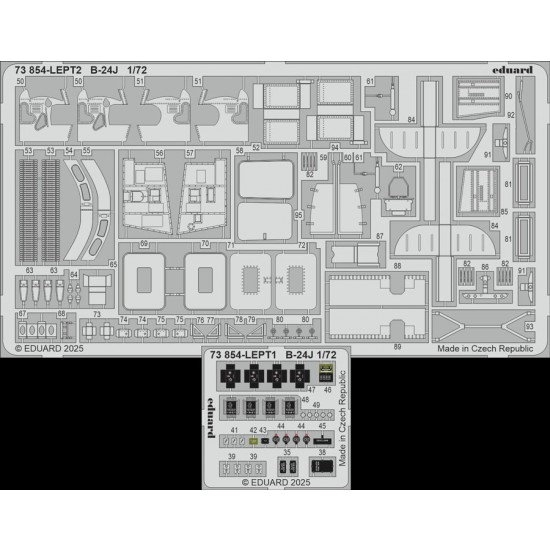 1/72 B-24J Liberator Detail parts (PE) for Hasegawa kits