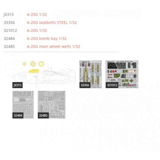 1/32 Douglas A-20G Havoc Super Detail Set for HK Model kits