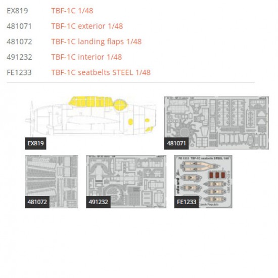 1/48 Grumman TBF-1C Avenger Super Detail Set for Academy kits