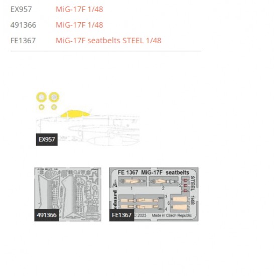 1/48 Mikoyan-Gurevich MiG-17F Detail Parts for AMMO by Mig Jimenez kits