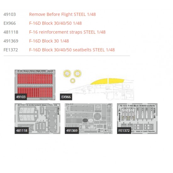 1/48 General Dynamics F-16D Fighting Falcon Block 30 Super Detail Set for Kinetic kits