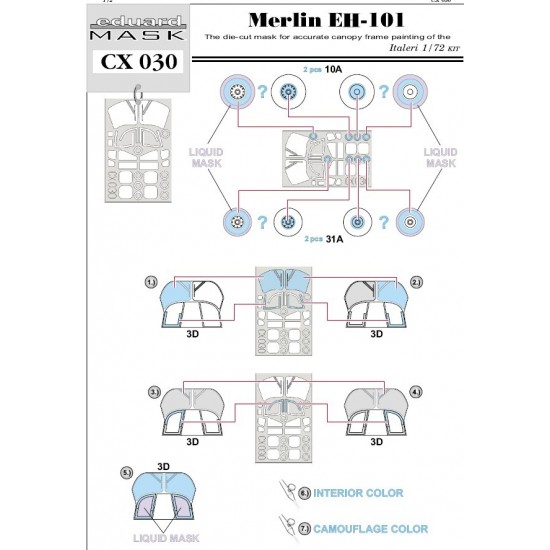 1/72 EH-101 Merlin HM1 Paint Mask for Italeri kit