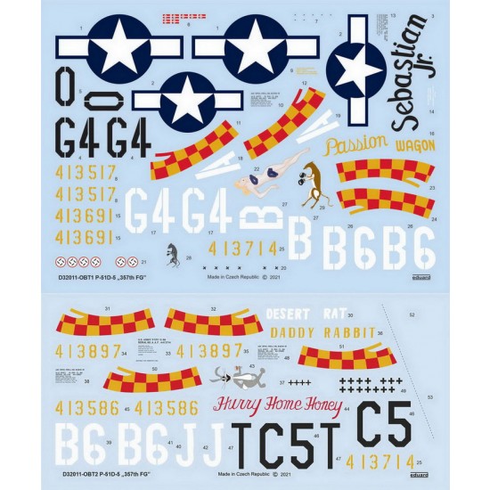 1/32 P-51D-5 Mustang "357th FG" Decals for Tamiya/Revell kits