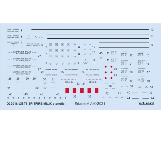 1/32 Supermarine Spitfire Mk.IX Stencils Decals for Tamiya/Revell kits