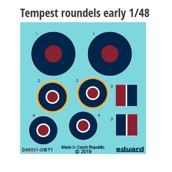1/48 Tempest Roundels Early Decals for Eduard kits