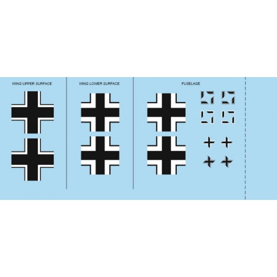 1/48 Messerschmitt Bf 109F-2 National Insignia Decals for Eduard kits