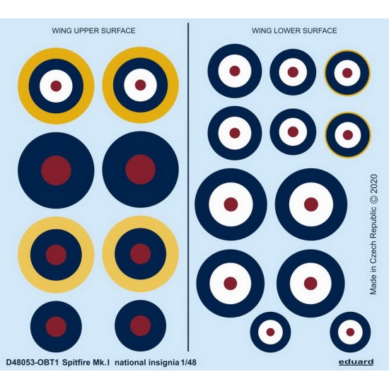 1/48 Supermarine Spitfire Mk.I National Insignia Decals for Eduard kits