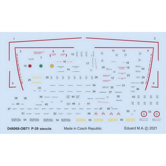 1/48 Bell P-39 Airacobra Stencils Decals for Eduard kits