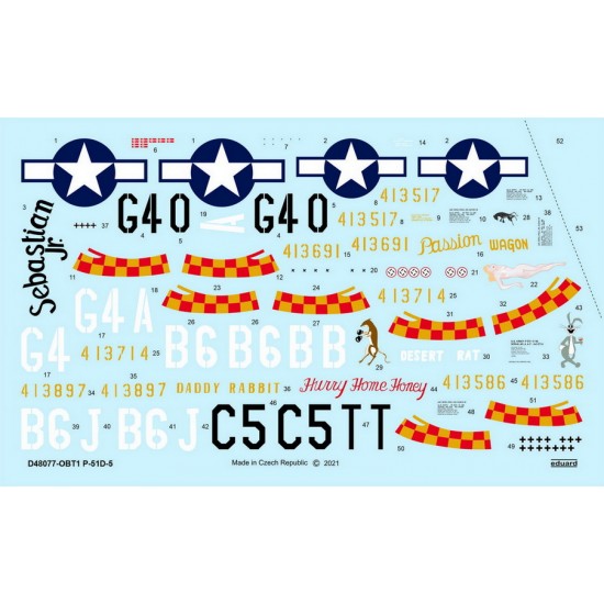 1/48 North American P-51D-5 Mustang Decals for Eduard kits