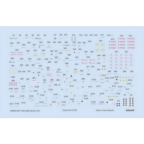 1/48 Mikoyan-Gurevich MiG-23BN Stencils Decals for Trumpeter kits