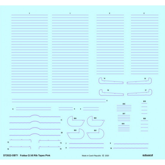 1/72 Fokker D.VII Rib Tapes Pink Decals for Eduard kits