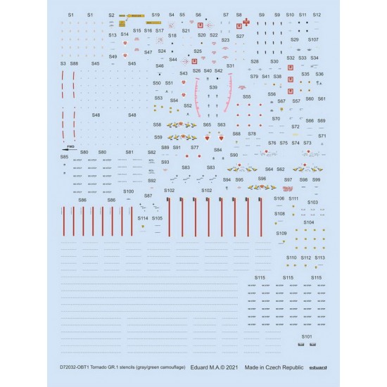1/72 Panavia Tornado GR.1 Stencils (gray/green camouflage) Decals for Revell kits