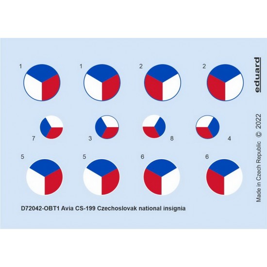 1/72 Avia CS-199 Czechoslovak National Insignia Decals for Eduard kits