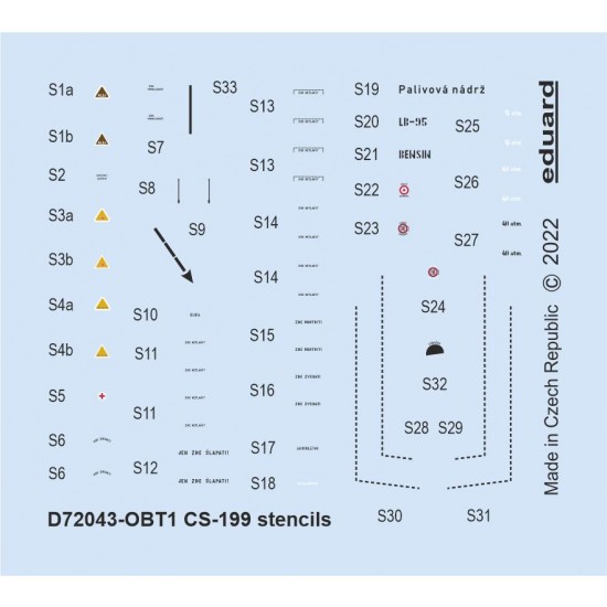 1/72 Avia CS-199 Stencils Decals for Eduard kits