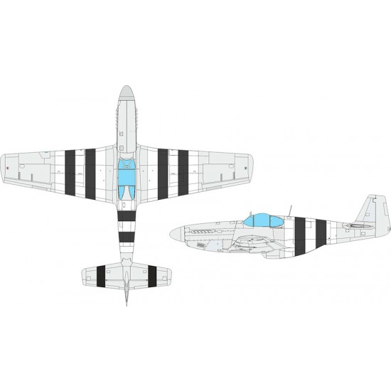 1/48 P-51B/C Mustang D-Day Stripes Masking for Eduard kits