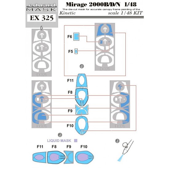 Painting Mask for 1/48 Mirage 2000B/D/N for Kinetic kit