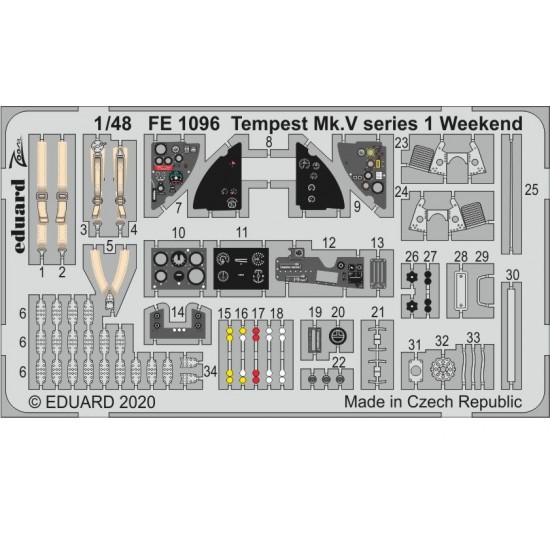 1/48 Hawker Tempest Mk.V Series 1 Weekend Edition Detail set for Eduard kits