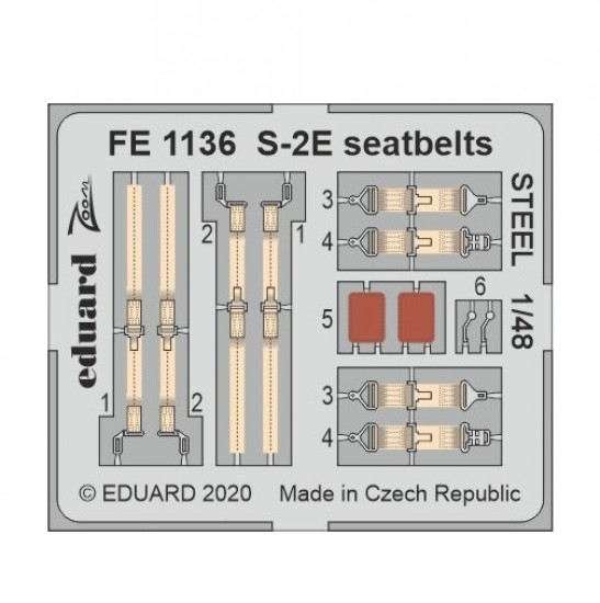 1/48 Grumman S-2E Tracker Seatbelts Detail Set for Kinetic kits