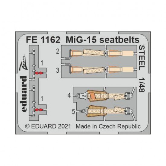 1/48 Mikoyan-Gurevich MiG-15 Seatbelts STEEL Detail Set for Bronco/Hobby 2000 kits