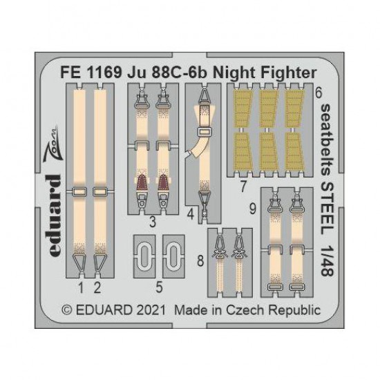 1/48 Junkers Ju 88C-6b Night Fighter Seatbelts STEEL Detail Set for ICM kits