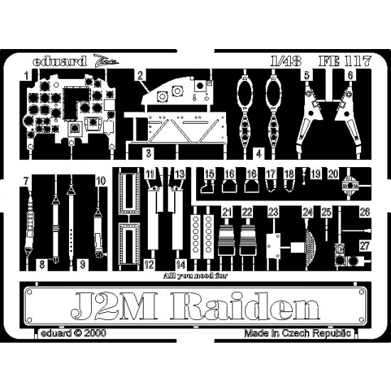 Photoetch for 1/48 J2M Raiden for Hasegawa kit