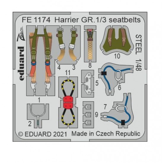 1/48 Hawker Siddeley Harrier GR.1/3 Seatbelts Detail Set for Kinetic kits