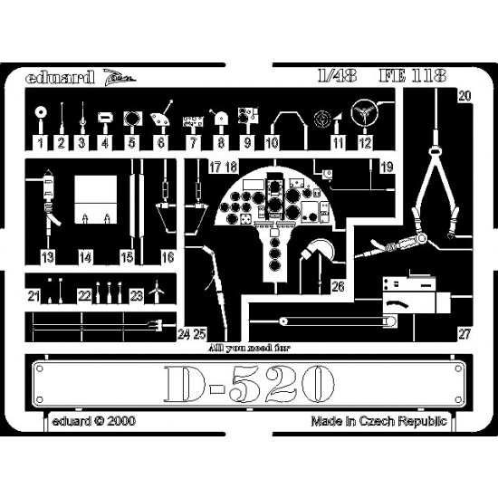 Photoetch for 1/48 Dewoitine D-520 for Tamiya kit