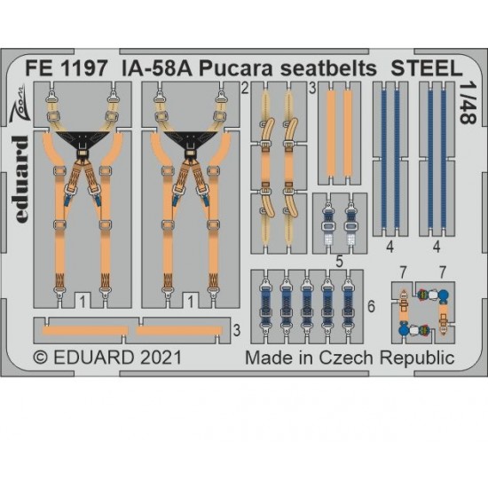 1/48 FMA IA-58A Pucara Seatbelts Detail Set for Kinetic kits