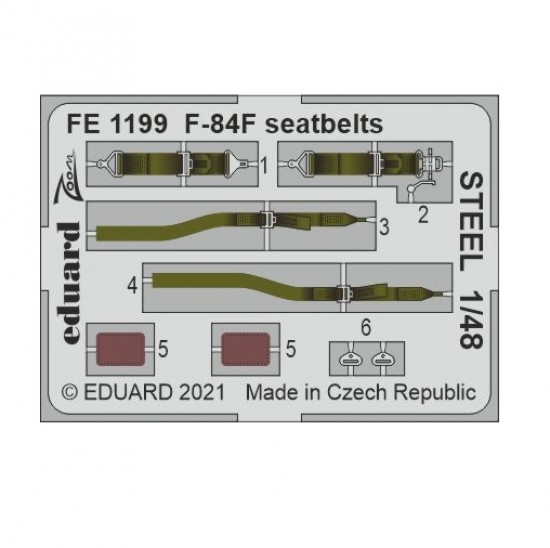 1/48 Republic F-84F Thunderstreak Seatbelts Detail Set for Kinetic kits