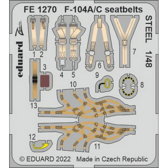 1/48 Lockheed F-104A/C Starfighter Seatbelts Detail Set for Kinetic kits