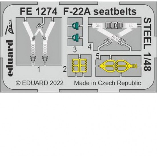 1/48 Lockheed Martin F-22A Raptor Seatbelts Detail Set for I Love kits