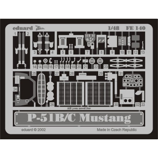 Photoetch for 1/48 P-51B/C Mustang for ICM kit