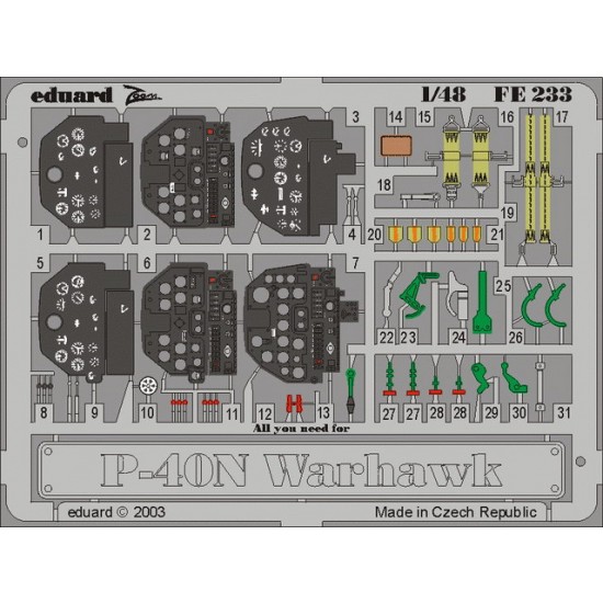 1/48 Curtiss P-40N Warhawk Colour Photoetch Detail Set Vol.2 for Eduard kit