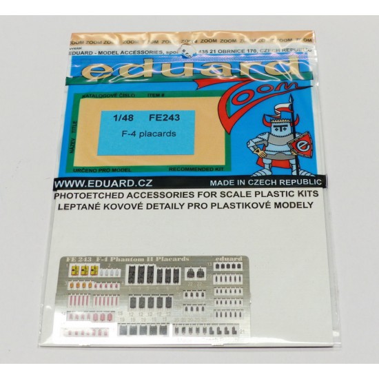 Colour Photoetch for 1/48 F-4 Phantom II Placards