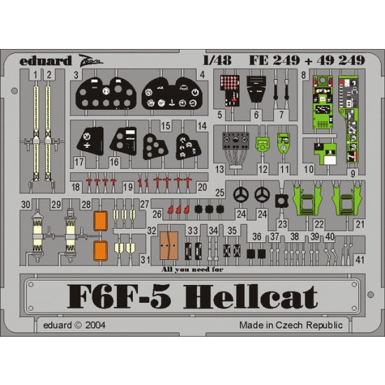 1/48 Grumman F6F-5 Hellcat Colour Photoetch Set Vol.2 for Hasegawa kit