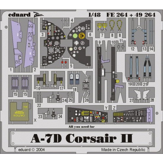 Colour Photoetch for 1/48 Vought A-7D Corsair II for Hasegawa kit