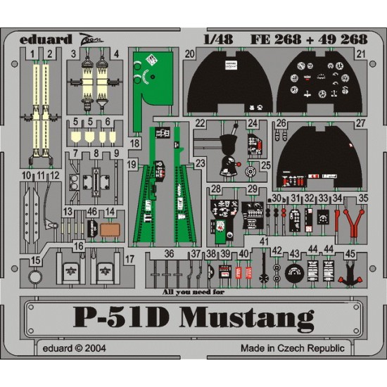 Colour Photoetch for 1/48 P-51D Mustang for Hasegawa kit