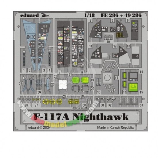 Colour Photoetch for 1/48 Lockheed F-117 Nighthawk for Tamiya kit