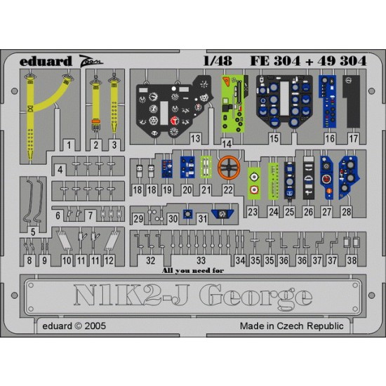 1/48 Kawanishi N1K2-J George Colour Photoetch Set Vol.2 for Hasegawa kit