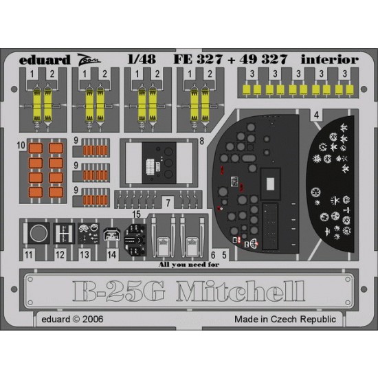 Colour Photoetch for 1/48 B-25G Mitchell Interior for Accurate Miniatures kit